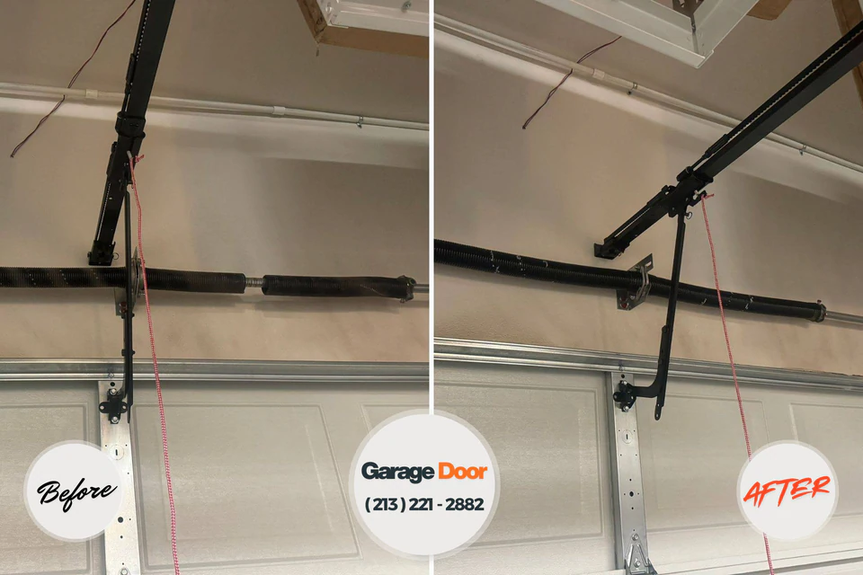 Before and after: garage door repair Terrebonne, OR